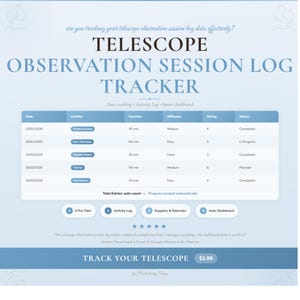 Telescoopsessielogboek spreadsheet | Hobby Craft Tracker Planner Google Spreadsheets Excel-sjabloon