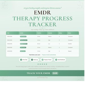 Plantilla digital para el seguimiento del progreso de la terapia EMDR (Google Sheets, Excel, Salud y Bienestar)