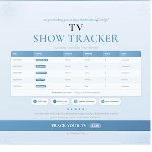 TV Show Tracker | Google Sheets Excel Spreadsheet Hobby Activity Template