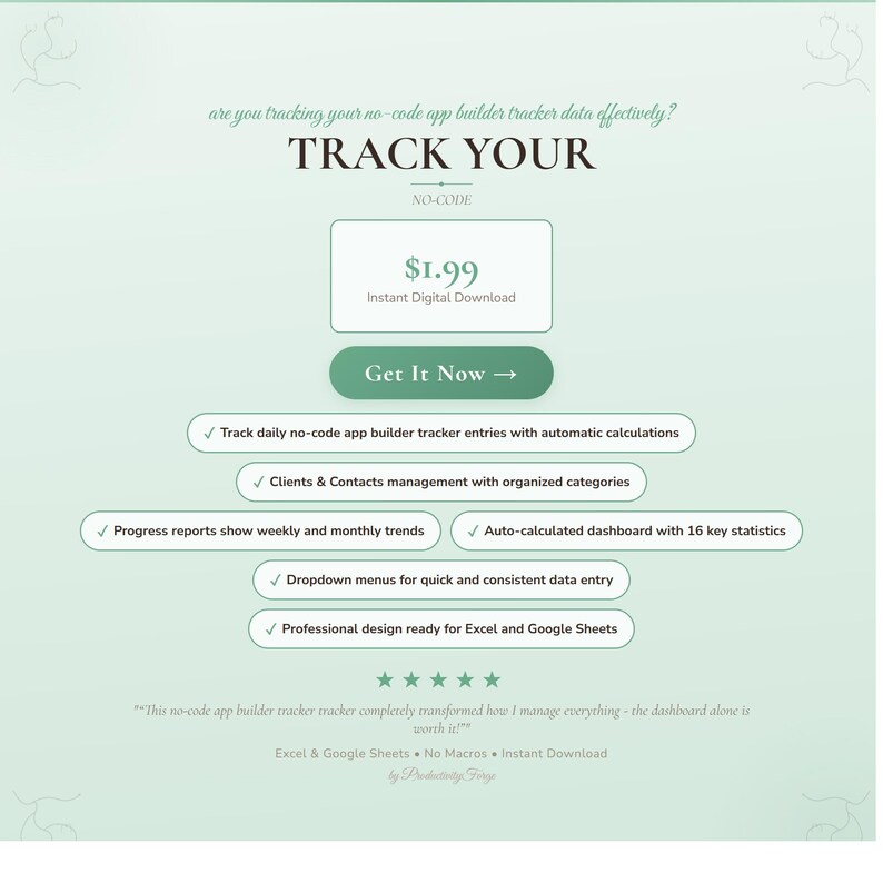 No-Code App Tracker | Build Progress Feature Log Spreadsheet Google Sheets Excel Template image 5