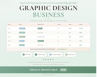 Graphic Design Business Tracker Spreadsheet Google Sheets Excel Template Project Log Client Manager Freelance