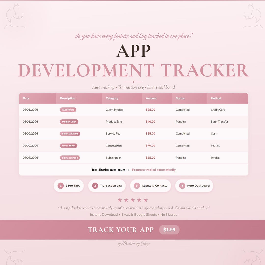Send Development Tracker App Development Tracker | Google Sheets Excel Spreadsheet Business ...