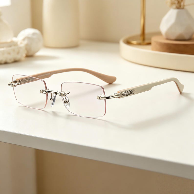 CH Inspired Rimless Glasses, Blue Light Blocking, Unisex Luxury ...