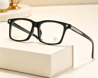 CH Fashion Optical Frames, Gothic Cross Square Eyeglasses, Luxury Vintage Style Glasses, Unisex Statement Eyewear Gift