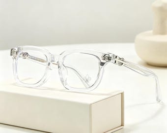 CH Klara fyrkantiga glasögon, gotiska bågar med receptbelagd båge, unisex optiska glasögon för streetwear, estetiska glasögon för år 2000