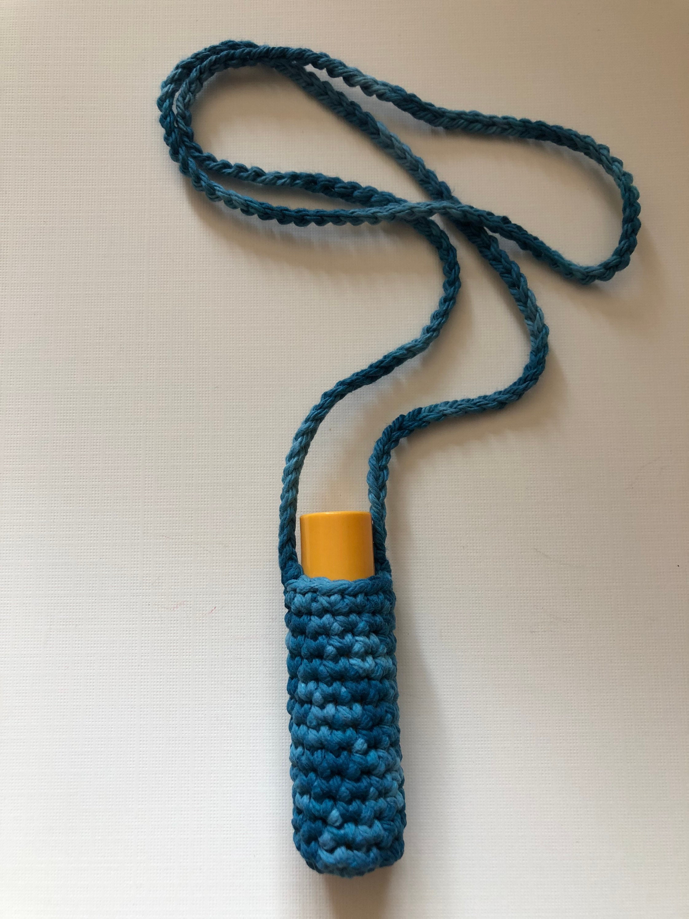 Crochet Cotton Chapstick Lip balm Necklace Holder Ocean waves Etsy