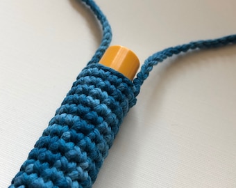 READY TO SHIP Crochet Cotton Chapstick Lip balm Necklace Holder, Reusable Lip Balm Holder, stocking stuffer chapstick necklace