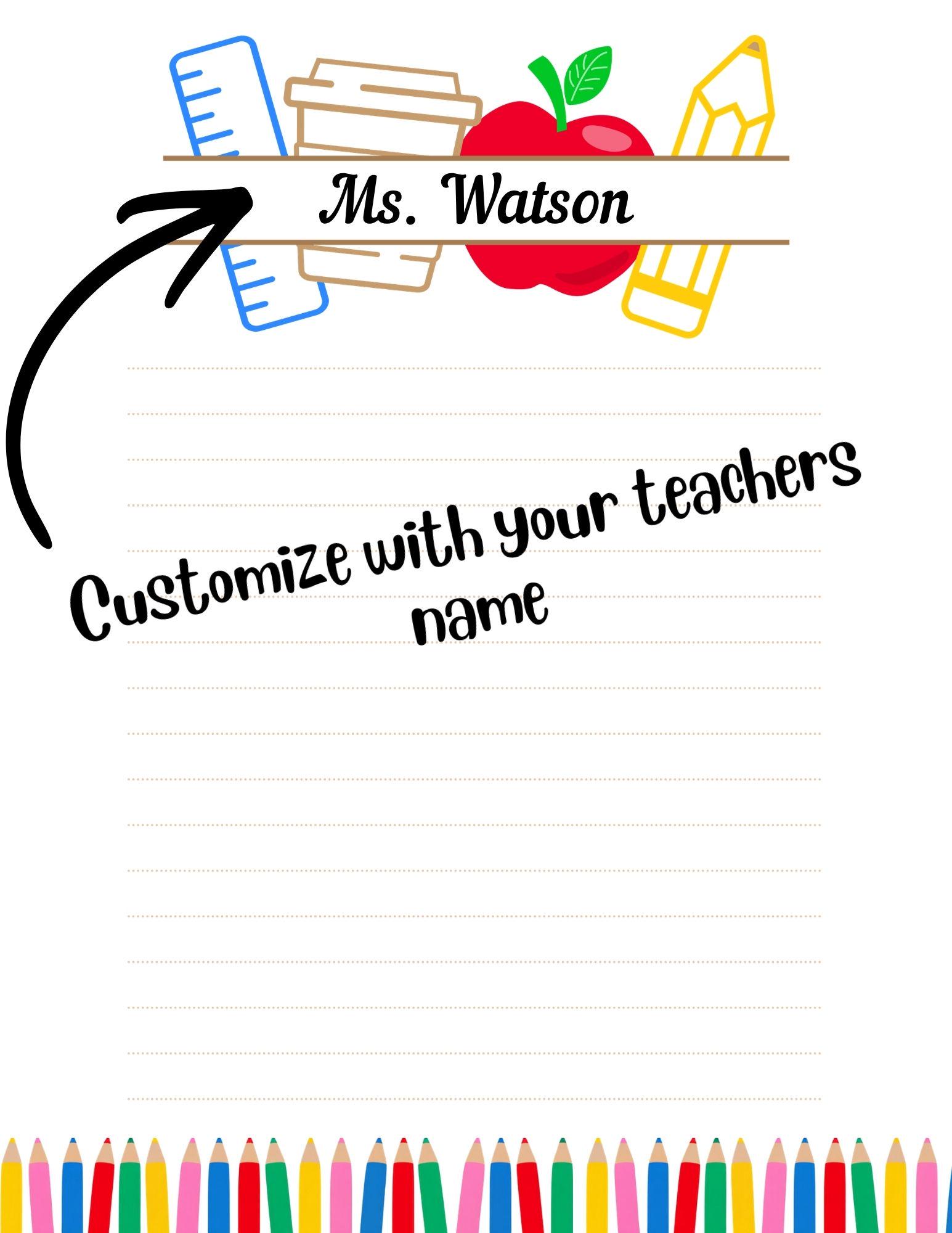 Personalized Teacher Notepad | Custom Name Teacher Notes Pad | Apple ...