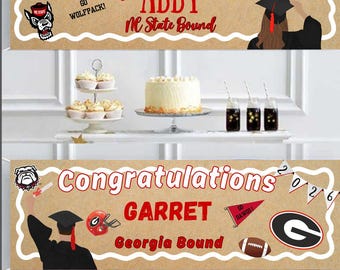 Graduation Party • College Commitment Banner • College Bound Sign • High School Graduate Celebration • Personalized Grad Banner