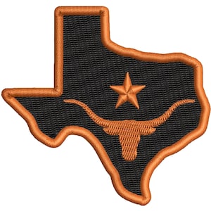 Texas-vormige patch met Longhorn - Strijkpatch - Lone Star State motorrijder/souvenir embleem