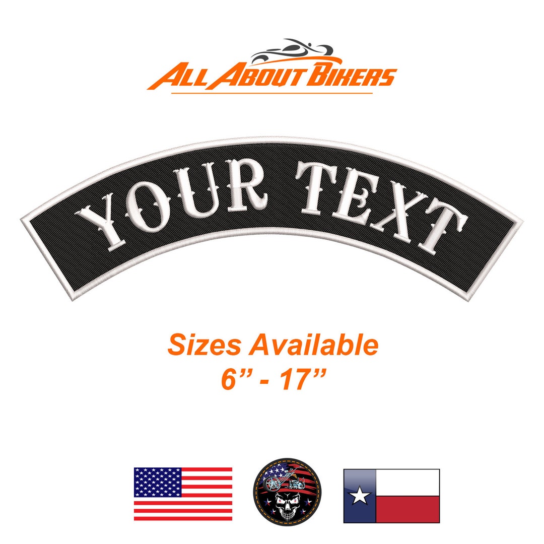 11 Custom Embroidered Top Rocker Motorcycle Biker Patch Sizes Available