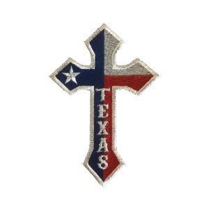 Patch bordado com cruz da bandeira do Texas - Acessório termocolante para motociclistas