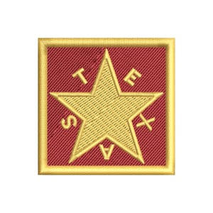 Geborduurde patch vlag Texas Republiek - rode en gouden Lonestar Texas-patch