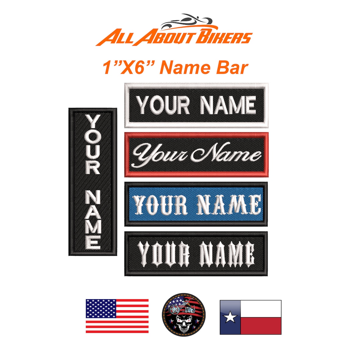 1x6 Custom Embroidered Name Tag Motorcycle Etsy