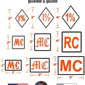 4&quot; Square or Diamond Custom Embroidered Biker Patch Sizes and Colors Available FREE Shipping