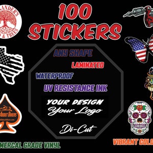 Aangepaste waterdichte vinylstickers, gelamineerd, - 100 Bulk Groothandel
