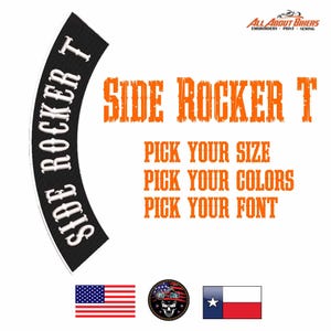 Side - Rib Rocker Patch, Style T MC, RC, Le, Motorcycle Club Premium Embroidery