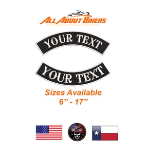 Custom Embroidered  Top and Bottom Rocker Set MC Biker Patch 6&quot;-17&quot; Sizes Available Premium Quality