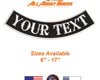 8" Custom Embroidered Bottom Rocker Patch - Premium Quality - Sizes Available FREE Shipping