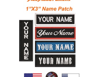 1"X3" カスタム刺繍役員名バーパッチ 送料無料