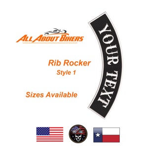Rib Rocker Custom Embroidered Motorcycle Biker Patch 6&quot; - 17&quot; - STL 1 Sizes Available