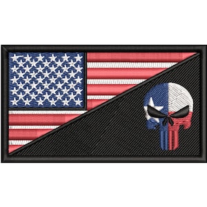 American Flag Texas Punisher Skull Patch