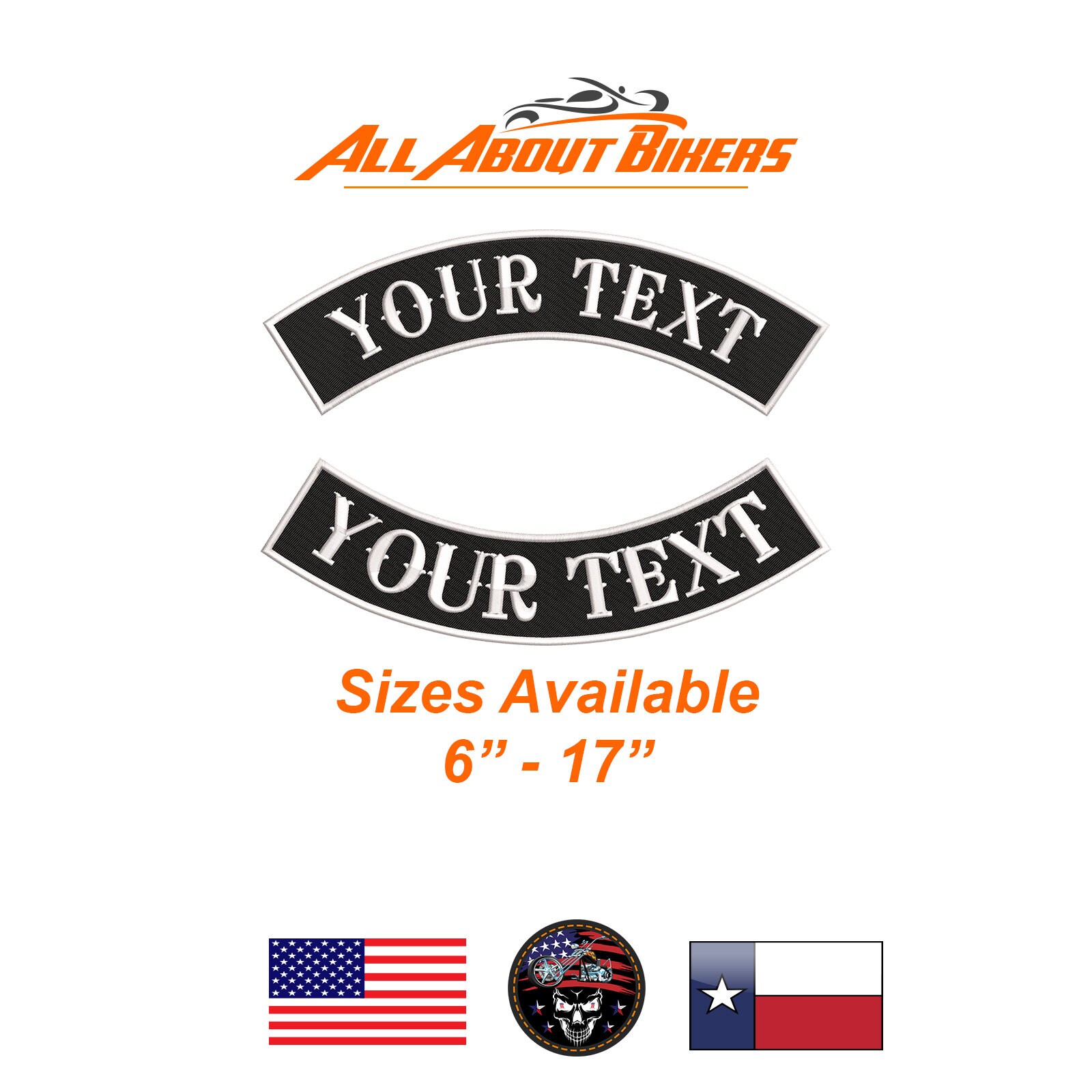 Biker Patch Lot of 2 Custom Embroidered Rocker Tag badge 10" Sew or Iron on Biker Patch Lot of 2 Custom Embroidered Rocker Tag badge 10" Sew or Iron on