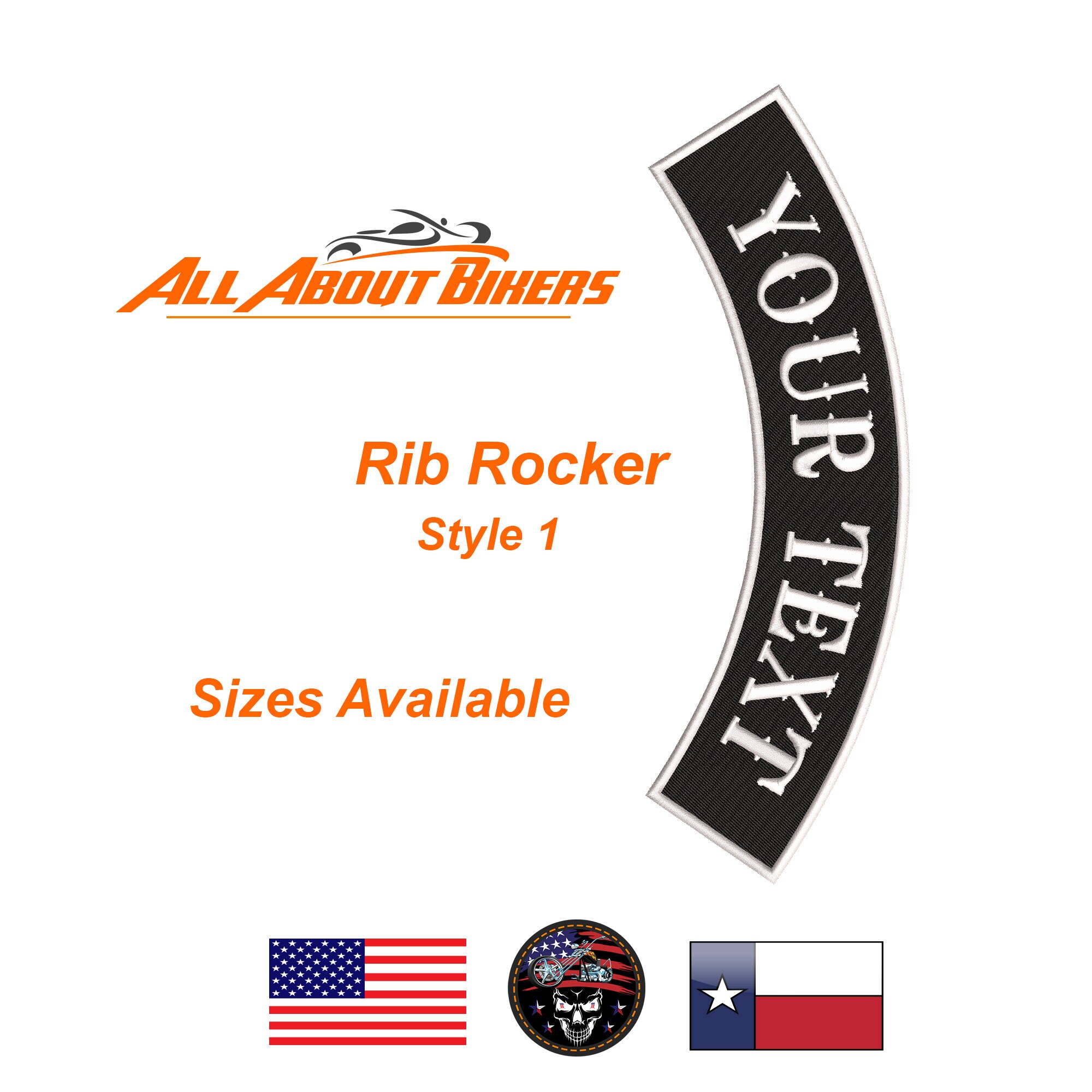 Custom Embroidered Patch Rocker Name Tag MC Motorcycle Biker Sew on Patch -  13 inch Set (B-1) - 5 pc