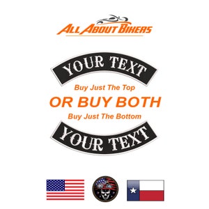 2&quot; Top Bottom or both Rocker Set Custom Embroidered MC Biker Patch &quot;Premium Quality&quot;