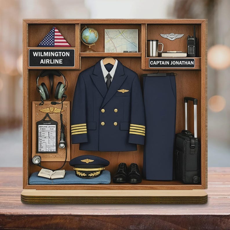 Pilot Shadow Box Personalized Pilot Locker 3d Shadow Box, Custom Airline Captain Gift ...