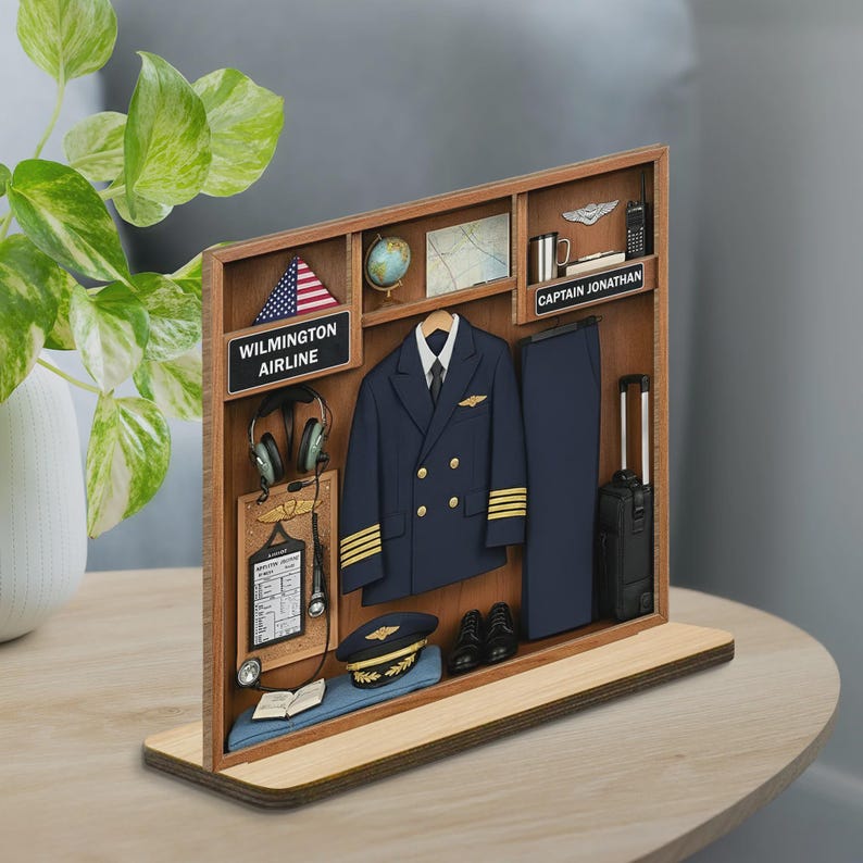 Pilot Shadow Box Personalized Pilot Locker 3d Shadow Box, Custom Airline Captain Gift ...