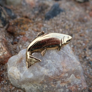 Rainbow Trout Gold Dipped Pewter Lapel Pin - CC105G- Golden Trout, Fish, Fishing, Fishermen and Father's Day Presents-Gifts for Dad