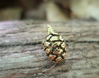 Redwood Cone Gold Dipped Pewter Lapel Pin- CC461G- Red Wood Pine Cone, Pine Cones, Coniferous Trees, Tree Pins
