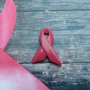 Hand Painted Pink Ribbon Pewter Pin: Breast Cancer Awareness