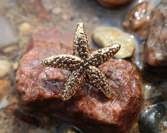 Gold Starfish Lapel Pin- CC415G- Starfish, Ocean, Beach, Sea Side, and Nautical Pins