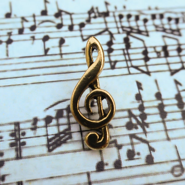 G-Clef Gold Dipped Pewter Lapel Pin- CC333G- Music Pins- Music Teacher Pins- Treble Clef