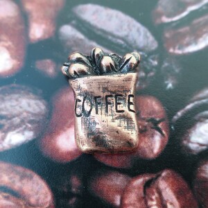 Bag of Coffee Copper Dipped Pewter Lapel Pin - CC213C- Coffee, and Barista Pin