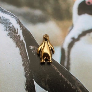 Penguin Gold Dipped Pewter Lapel Pin - CC420G- Aquarium Pins- Arctic and Antarctic Animal Gifts