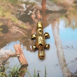 Gold Platypus Lapel Pin- CC434G- Duck Billed Platypus, Australia, Evolution, Wildlife and Animal Pins