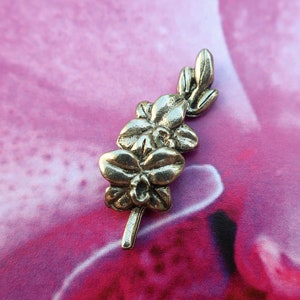 Orchid Pewter Lapel Pin- CC438- Orchids, Exotic Flowers, Flowers, Floral, and Garden Pins