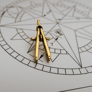 Gold Engineering Compass-CC581G- Drawing instrument, Circles, Mathematics, Drafting, and Engineer Pins