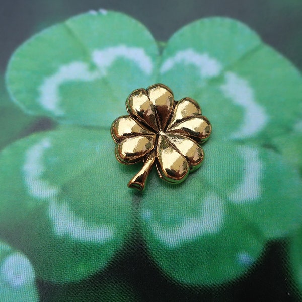 Gold Four Leaf Clover Pewter Lapel Pin – Good Luck Charm