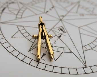 Gold Engineering Compass-CC581G- Drawing instrument, Circles, Mathematics, Drafting, and Engineer Pins