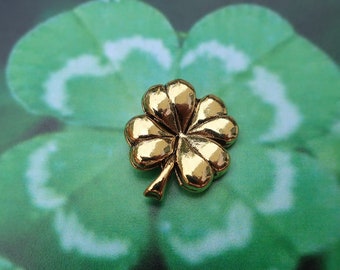 Gold Four Leaf Clover Pewter Lapel Pin – Good Luck Charm