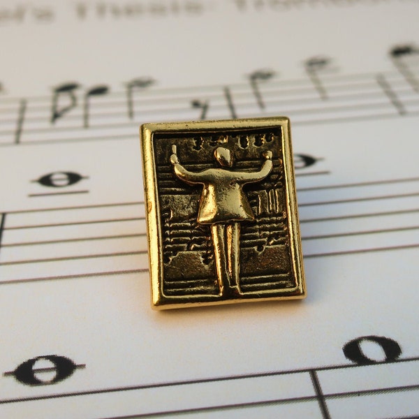 Music Conductor Gold Dipped Pewter Lapel Pin - CC337G- Music, Orchestra, Band, and Music Teacher Pins