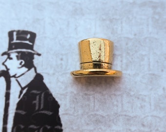 Top Hat Gold Dipped Pewter Lapel Pin- CC475G- Hats, Formal Wear, Gentleman, Gala, and Top Hat Pins