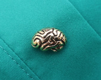 Gold Brain Lapel Pin - CC157G- Medical and Anatomy White Coat Pins for Neurology Nurses and Doctors