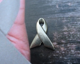 Grey Ribbon Pin- Raise Awareness for Allergies, Aphasia, Asthma, Brain Cancer, and Parkinson's