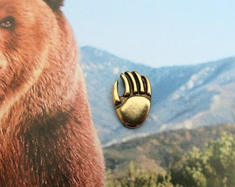 Bear Claw Gold Dipped Pewter Lapel Pin- CC412G- Bear, Wildnerness, Woodland Animals, Hiking, Nature Lapel Pins