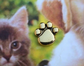 Paw Print Gold Lapel Pin - CC269G- Pins for Pet Lovers- Dog Paw Pin- Cat Paw Pin